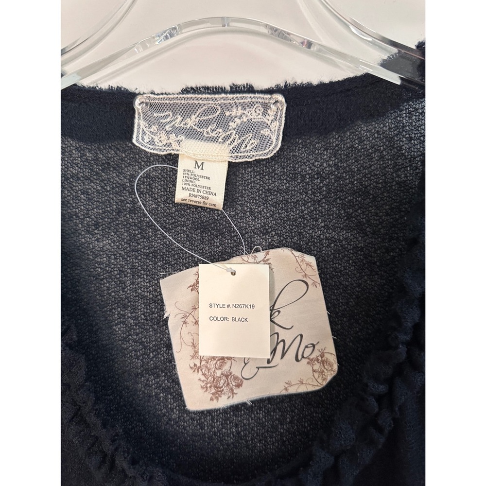 NWT Nick & Mo Black Wool Blend Ruffle Smocked Waist Tunic Womens M - Picture 4 of 6